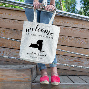 Welcome to New YORK  State Silhouette Wedding Tote Bag