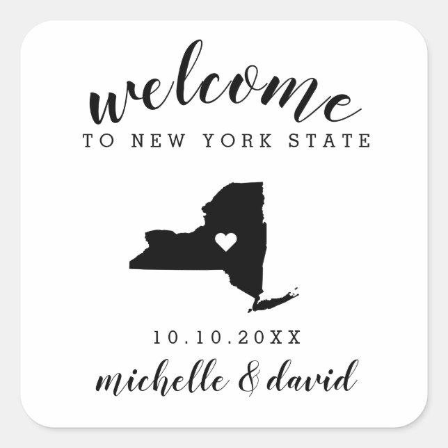 Welcome to New York State | Wedding custom favour Square Sticker (Front)