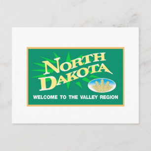 Welcome to North Dakota - USA Road Sign Postcard