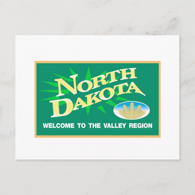 Welcome to North Dakota - USA Road Sign Postcard (Front)