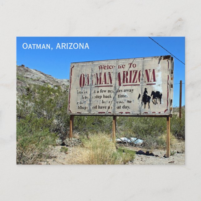 Welcome To Oatman Vintage Sign Postcard! Postcard (Front)