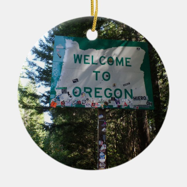 Welcome to Oregon State Sign Ornament (Front)