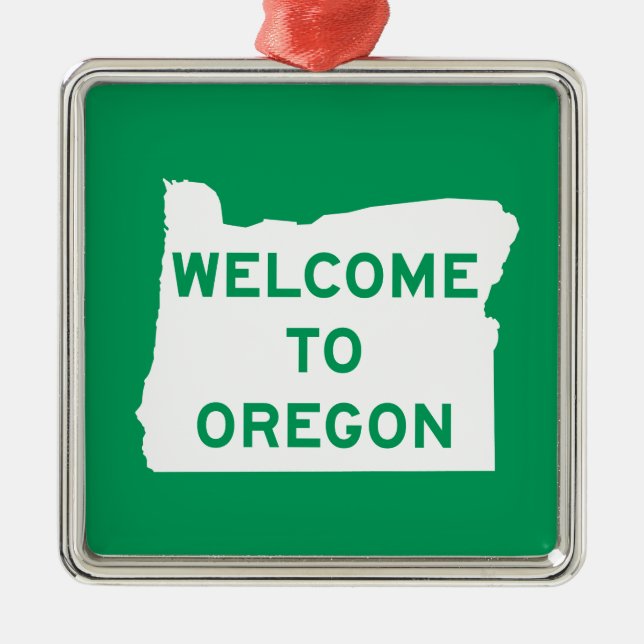 Welcome to Oregon - USA Road Sign Metal Tree Decoration (Front)