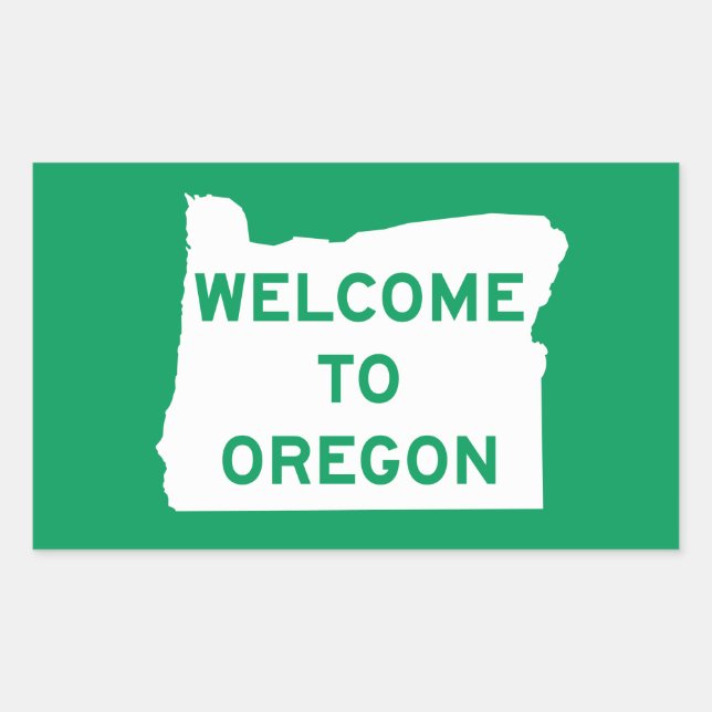 Welcome to Oregon - USA Road Sign Rectangular Sticker (Front)