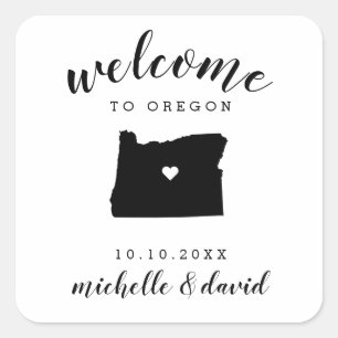 Welcome to Oregon   Wedding custom favour Square Sticker