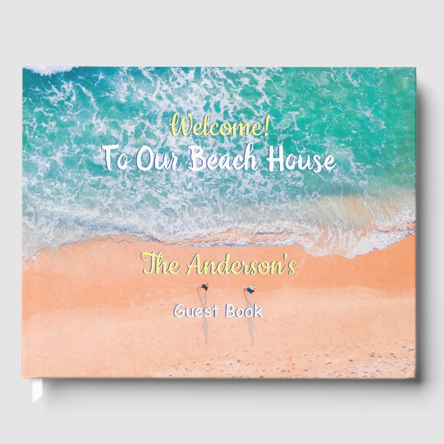 Welcome To Our Beach House, Beach Scene Guest Book (Front)