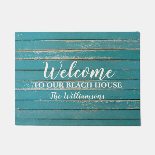 Welcome To Our Beach House Custom Family Name Doormat Zazzle Co Uk