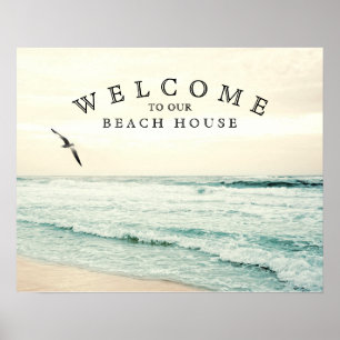 Welcome to Our Beach House Seagull Coastal Poster