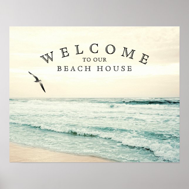 Welcome to Our Beach House Seagull Coastal  Poster (Front)