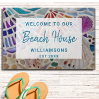 Welcome to Our Beach House Shells Custom Doormat