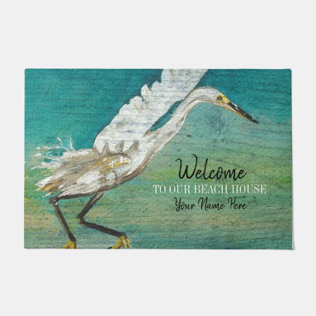 Welcome To Our Beach House Shorebird Art Doormat (Front)