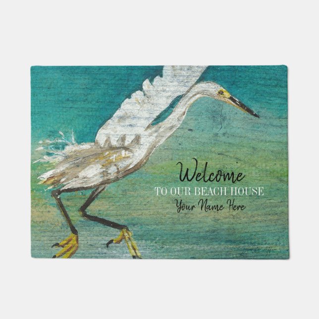 Welcome To Our Beach House Shorebird Art Doormat (Front)