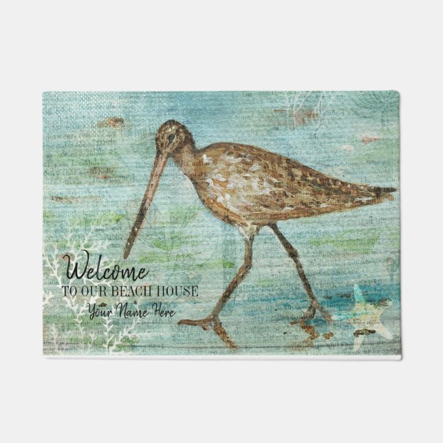 Welcome To Our Beach House Snipe On Shoreline Doormat (Front)