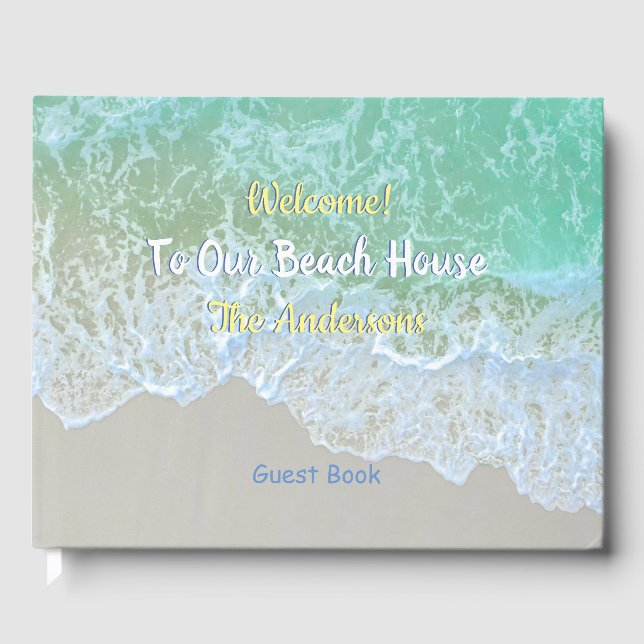 Welcome To Our Beach House, Teal Water Guest Book (Front)