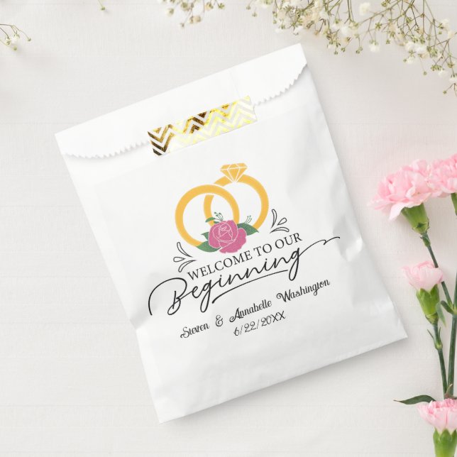 Welcome to our beginning add names date Wedding Favour Bags (Sealed)