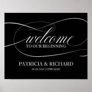 Welcome To Our Beginning Black Sign