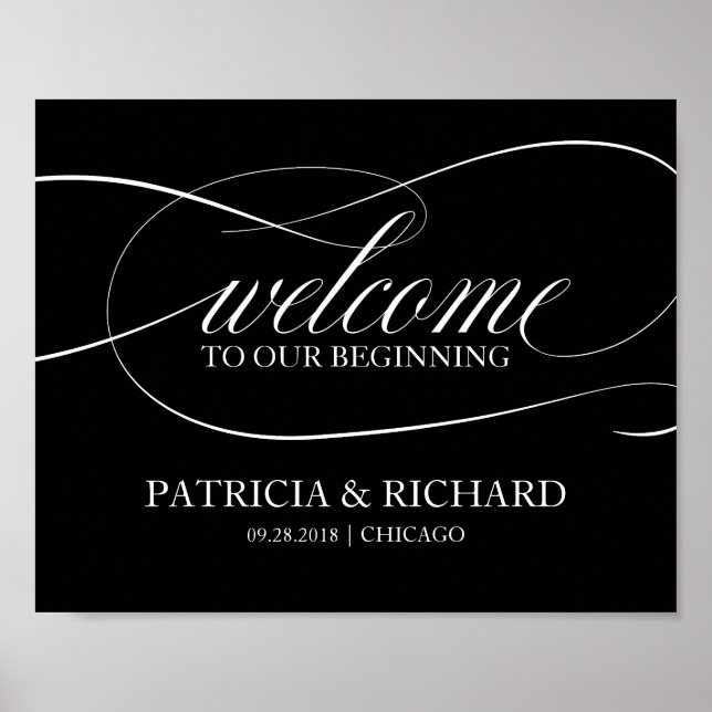 Welcome To Our Beginning Black Sign (Front)