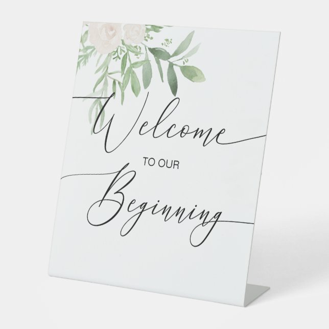 Welcome to our Beginning Botanical Pedestal Sign (Front)