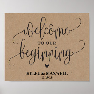 Welcome to Our Beginning Editable Wedding Sign