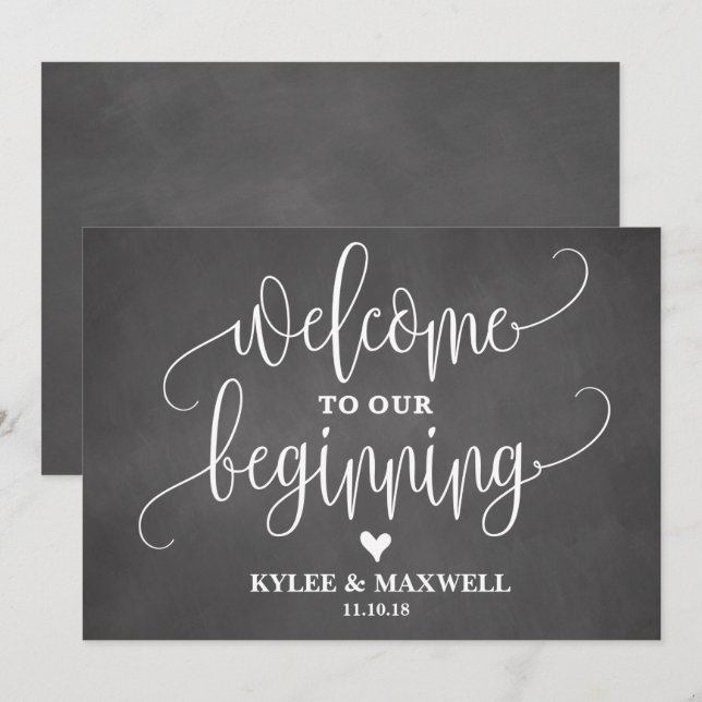 Welcome to Our Beginning Editable Wedding Sign Invitation (Front/Back)