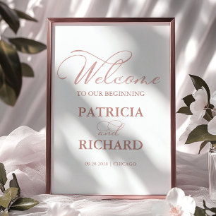 Welcome To Our Beginning Elegant Calligraphy Sign