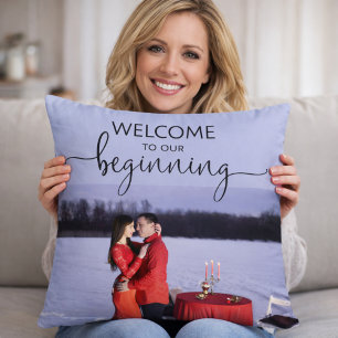 Welcome To Our Beginning Personalized Photo Cushion
