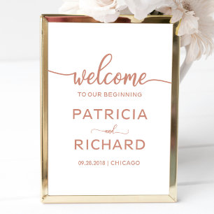 Welcome to our Beginning Rose Gold Wedding Sign
