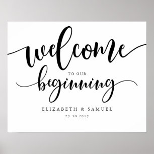 Welcome to our beginning sign   Scooth black