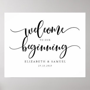 Welcome to our beginning sign   Scooth black