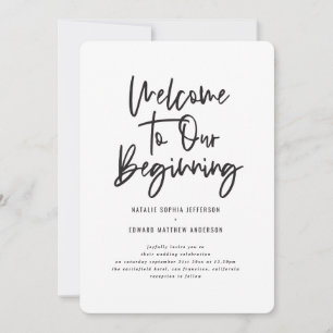 Welcome to our beginning tropical foliage wedding announcement