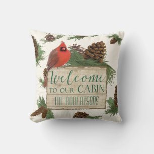 Welcome to our Cabin Personalised Rustic Decor Cushion