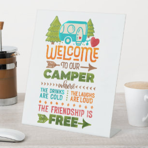 Welcome to Our Camper Pedestal Sign