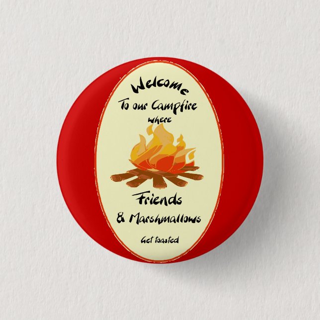Welcome to our Campfire Friends Humour 3 Cm Round Badge (Front)