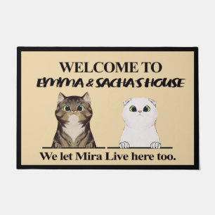 Welcome To Our Cat House Cute Cat Lover Mat Gift