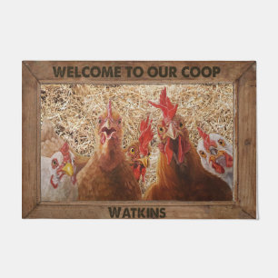 Welcome To Our Coop Doormat, Funny Chicken Doormat