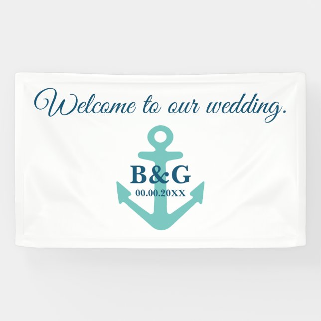 Welcome to our elegant nautical theme wedding banner (Horizontal)