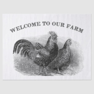 Welcome to our Farm Vintage rooster chicken tissue Paper