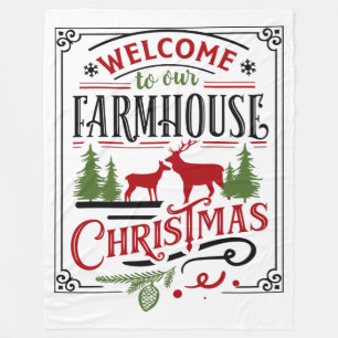 Welcome to Our Farmhouse Christmas Fleece Blanket