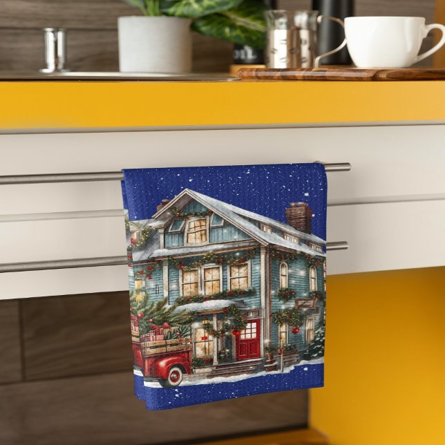 Welcome to our Farmhouse Christmas Red Truck Tea Towel (Creator Uploaded)