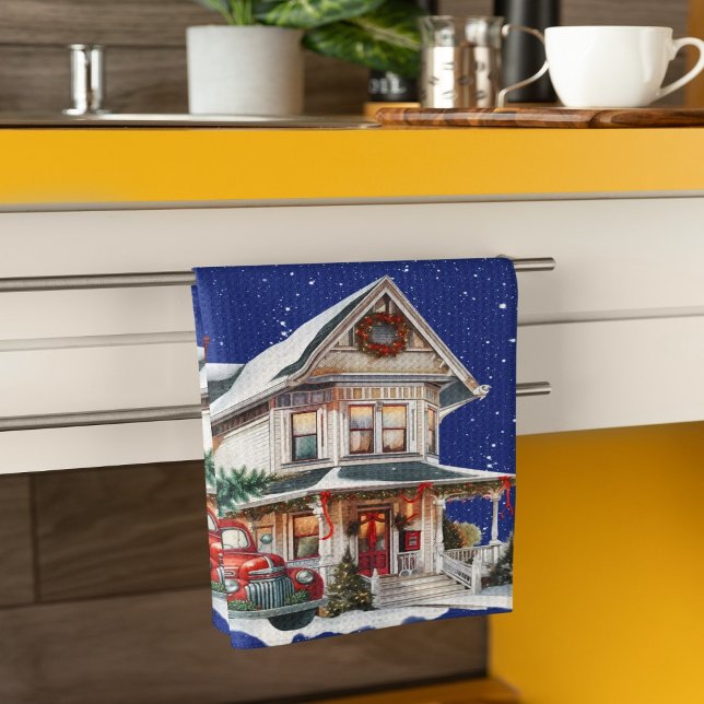 Welcome to our Farmhouse Christmas Red Truck Tea Towel (Creator Uploaded)
