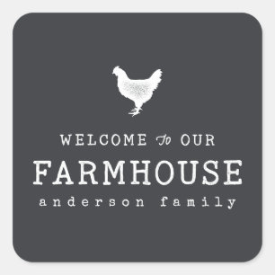 Welcome to our Farmhouse Country Rustic Chicken Square Sticker