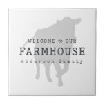 Welcome to our Farmhouse Country Rustic Cow Tile<br><div class="desc">Design is composed of Modern Country Rustic with "welcome to our Farmhouse" typography. 

Available here:
http://www.zazzle.com/store/selectpartysupplies</div>