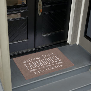 Welcome to Our Farmhouse Rustic Personalised Doormat