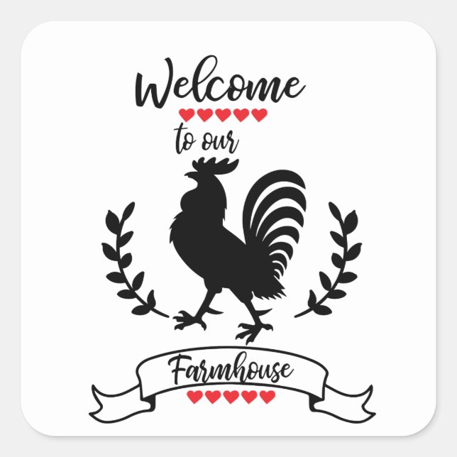 Welcome to our farmhouse words sticker rooster (Front)