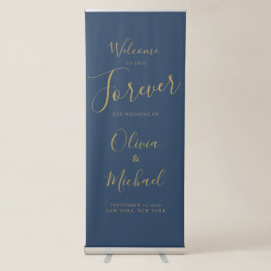 Welcome To Our Forever Elegant Wedding Retractable Banner