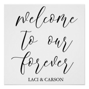"Welcome to Our Forever" Wedding Tapestry Backdrop Poster