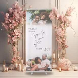 Welcome to Our Happily Ever After 2 Photos Wedding Retractable Banner