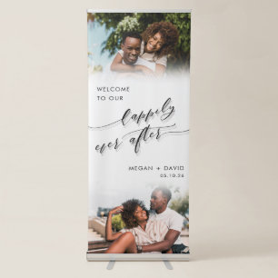 Welcome to Our Happily Ever After 2 Photos Wedding Retractable Banner