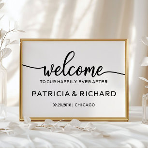 Welcome to our Happily Ever After Chic Script Sign