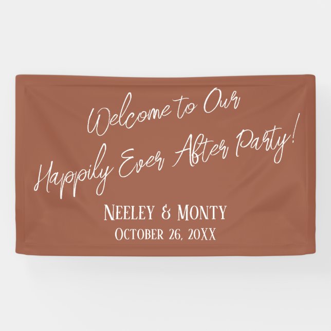 Welcome to Our Happily Ever After Party Terracotta Banner (Horizontal)